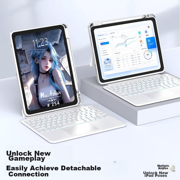 Чехол-клавиатура для планшета Apple iPad 11" 2025 (A16)/10.9" 2022 Smorss White - изображение 3