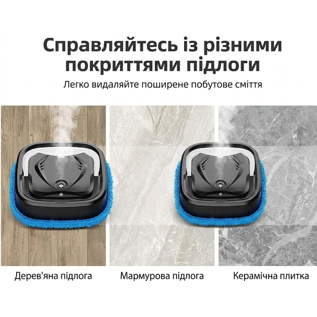 Мини робот пылесос швабра 2 в 1 2400 мАч беспроводной для сухой и влажной уборки пыли шерсти пола - изображение 9