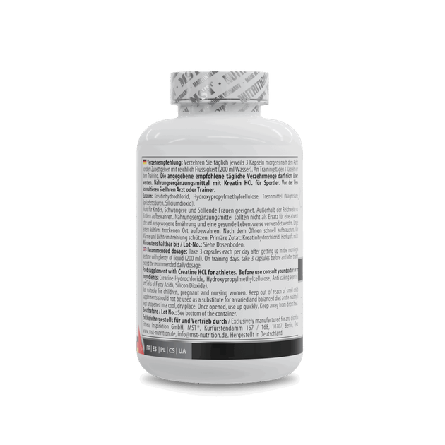Креатин HCL MST Creatine HCL 750 мг 180 капсул, креатин гидрохлорид - изображение 3
