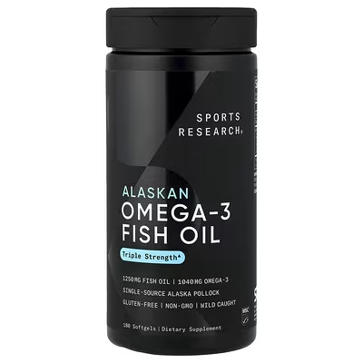 Омега-3 Sports Research Triple Strength Omega-3 Fish Oil 180 капсул, рыбий жир тройной силы с Аляски - Фото 1 Омега-3 Sports Research Triple Strength Omega-3 Fish Oil 180 капсул, рыбий жир тройной силы с Аляски - изображение 1