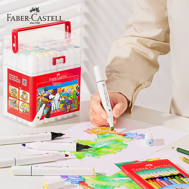 Двусторонние маркеры Faber-Castell, 36 цветов в коробке, цветные ручки O1-553636, акварельные ручки для художественного скетчинга и обучения искусству. - изображение 6