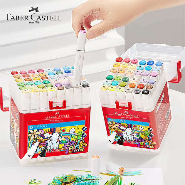 Двусторонние маркеры Faber-Castell, 36 цветов в коробке, цветные ручки O1-553636, акварельные ручки для художественного скетчинга и обучения искусству. - изображение 7