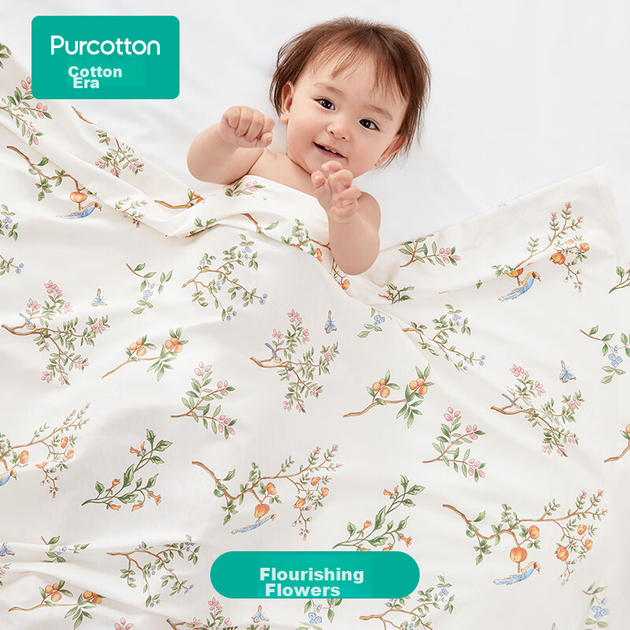 Одеяло вязаное PurCotton детское хлопковое тонкое цветочное 90×90см - изображение 9