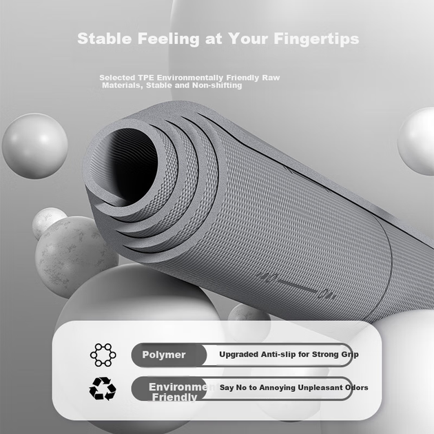Коврик для йоги и фитнеса PEAK Yoga Mat Fitness Mat TPE 185*80 см с разметочными линиями, нескользящий, утолщенный и расширенный, подходит для мужчин и начинающих, звукоизолирующий и амортизирующий. - изображение 5