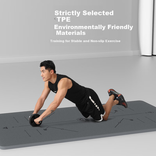 Коврик для йоги и фитнеса PEAK Yoga Mat Fitness Mat TPE 185*80 см с разметочными линиями, нескользящий, утолщенный и расширенный, подходит для мужчин и начинающих, звукоизолирующий и амортизирующий. - изображение 6