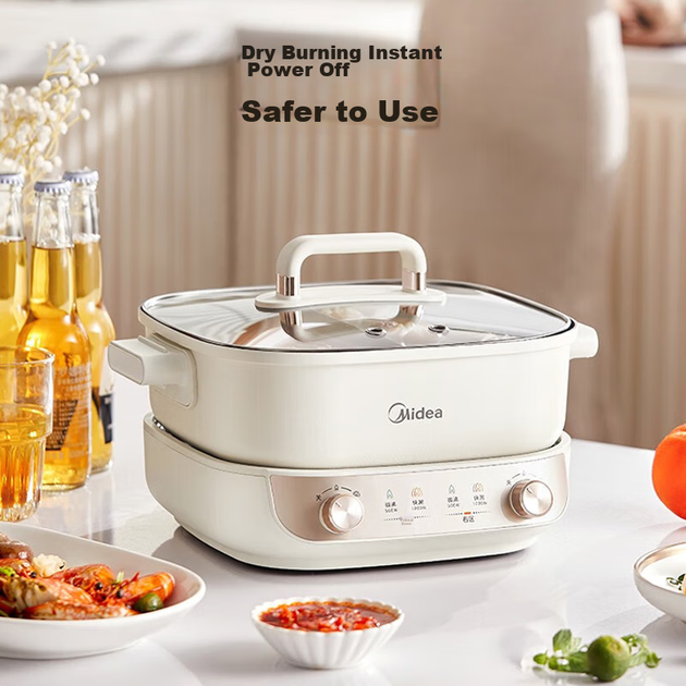 Кастрюля электрическая Midea Hot Pot двусторонняя быстрое кипение 5.5л съемная HGS282813 - изображение 8