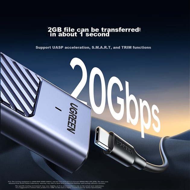 Корпус UGREEN для внешнего SSD M.2 NVMe/SATA 20Гбит/с, для ноутбуков/Apple, 35576 - Фото 6 Корпус UGREEN для внешнего SSD M.2 NVMe/SATA 20Гбит/с, для ноутбуков/Apple, 35576 - изображение 6