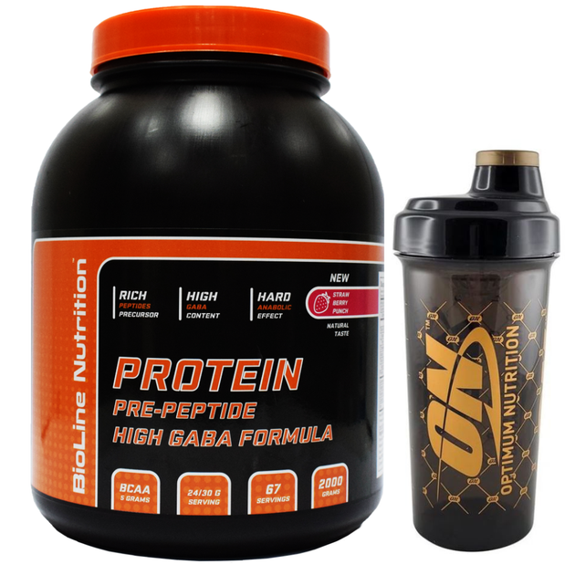 Комплексний протеїн для схуднення BioLine Nutrition 80% 2кг Полуниця + Шейкер -50% - Фото 1 Комплексний протеїн для схуднення BioLine Nutrition 80% 2кг Полуниця + Шейкер -50% - зображення 1