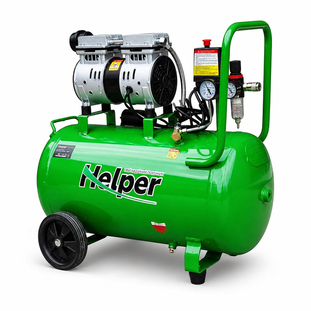 Безмасляный компрессор Helper HP-1091 50 л 10 бар 290 л/мин для гаража СТО мастерской электрический для покраски подкачки шин пневмоинструмента универсальный производительный - Фото 2 Безмасляный компрессор Helper HP-1091 50 л 10 бар 290 л/мин для гаража СТО мастерской электрический для покраски подкачки шин пневмоинструмента универсальный производительный - изображение 2