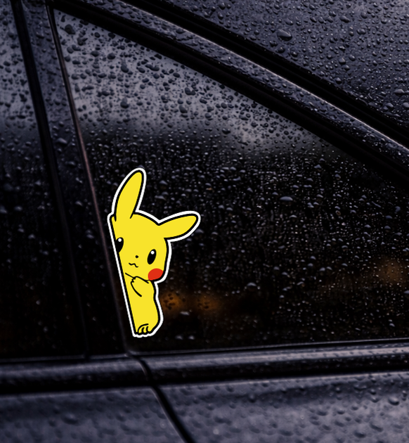 Вологостійкі наклейки на авто/мото/ноутбук Pikachu on Board sticker стікер на скло 12х6см права - Фото 2 Вологостійкі наклейки на авто/мото/ноутбук Pikachu on Board sticker стікер на скло 12х6см права - зображення 2
