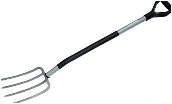 Садовые вилы 4 зубца 121 см для копки земли Fiskars серые с черной ручкой - изображение 2