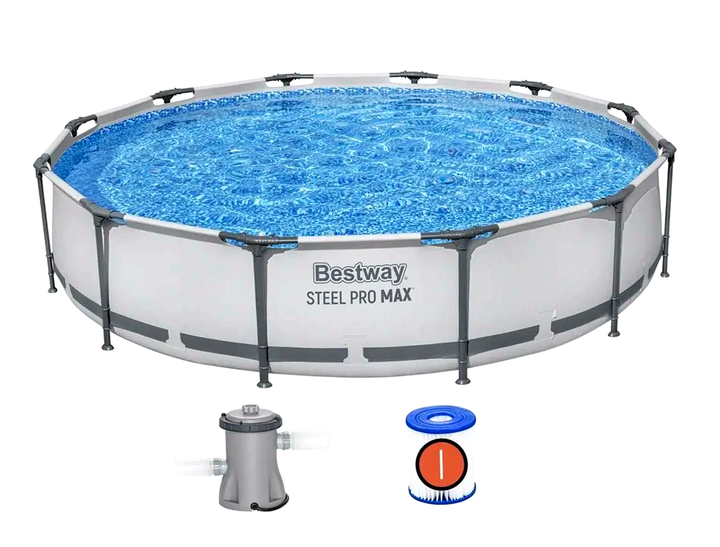 Каркасный бассейн 366×76 см с насосом и фильтром для дачи серый Bestway HM-0561 - Фото 9 Каркасный бассейн 366×76 см с насосом и фильтром для дачи серый Bestway HM-0561 - изображение 9