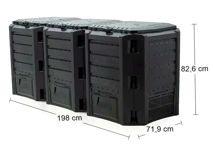 Компостер 1200 л для сада 3 модуля полипропилен черный Prosperplast HM-0175 - изображение 2
