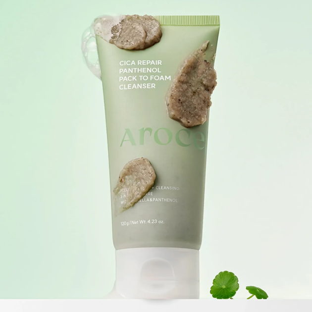 Очищающая маска-пенка с цинтелой и пантенолом AROCELL Cica Repair Panthenol Pack-to-Foam Cleanser 120 г - изображение 2