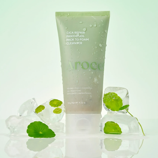 Очищающая маска-пенка с цинтелой и пантенолом AROCELL Cica Repair Panthenol Pack-to-Foam Cleanser 120 г - изображение 4