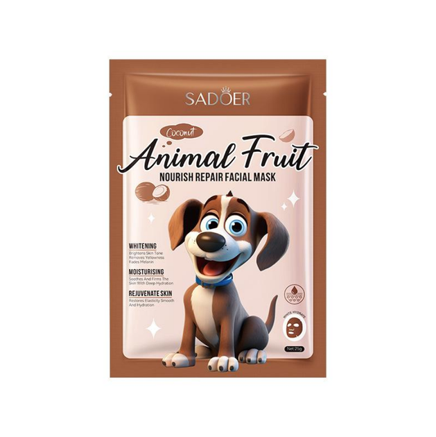 Маска для обличчя тканинна Sadoer Animal Fruit Puppy Coconut живильна 25 г (6942349733871) - Фото 1 Маска для обличчя тканинна Sadoer Animal Fruit Puppy Coconut живильна 25 г (6942349733871) - изображение 1