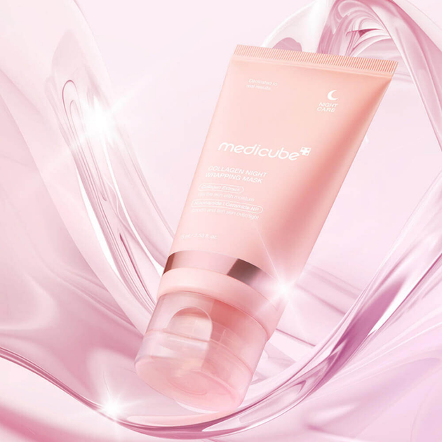 Ночная маска-пленка с полинуклеотидами и кофеином MEDICUBE PDRN Pink Caffeine Night Wrapping Mask 75 мл - изображение 6