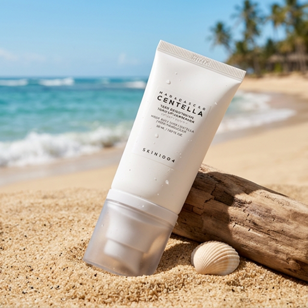 Солнцезащитный крем для выравнивания тона кожи SKIN1004 Madagascar Centella Tone Brightening Tone-up Sunscreen SPF50PA++++ 50 мл - изображение 3