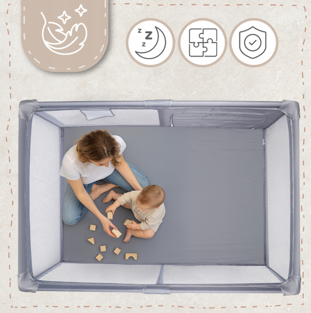 Игровой манеж 120x180 см для детей до 36 месяцев серый MalPlay FK-3314 - изображение 3