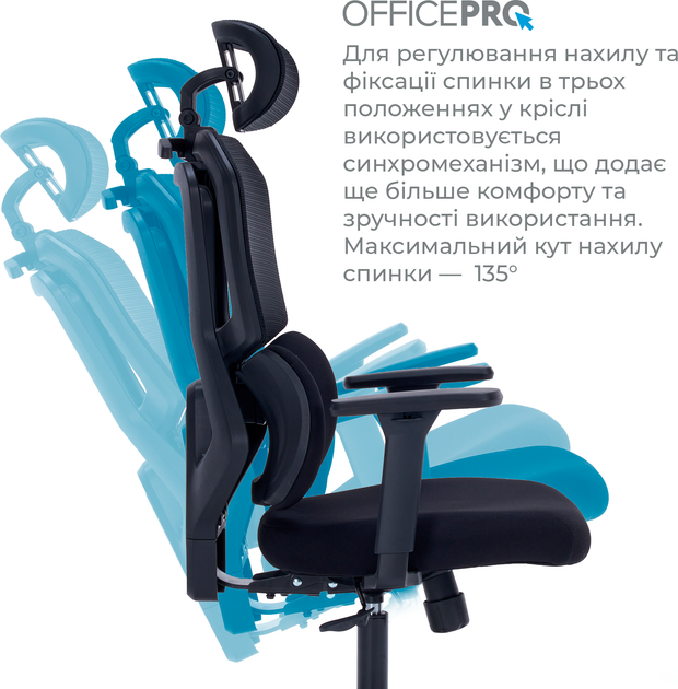 Кресло компьютерное офисное эргономичное OfficePro Unity OC510B Black - изображение 10
