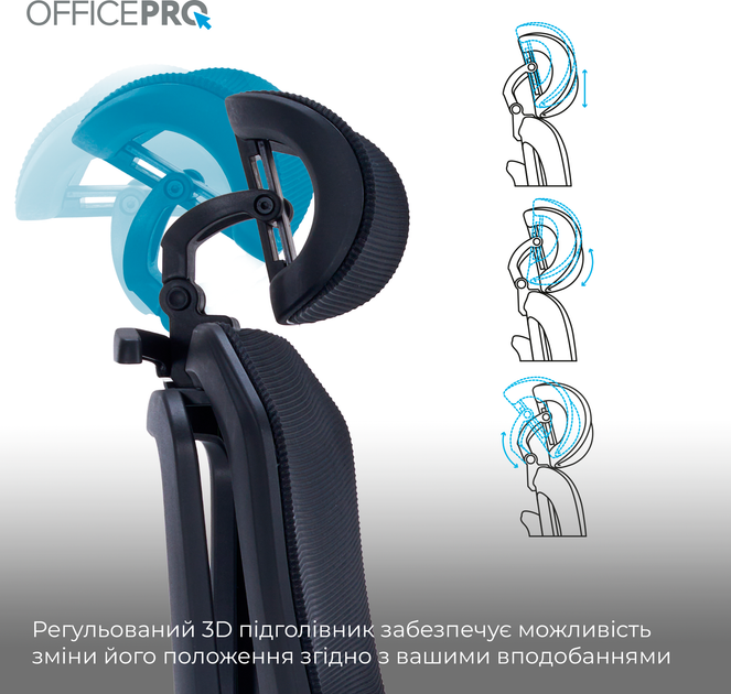 Кресло компьютерное офисное эргономичное OfficePro Unity OC510B Black - изображение 12
