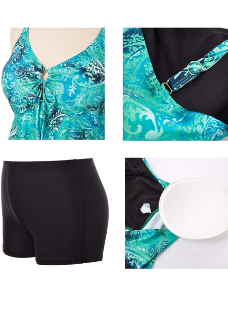 Женский купальник-платье Hanna Nikole Tankini Plus Size 56 с утягивающим эффектом Голубой (9665) - зображення 7