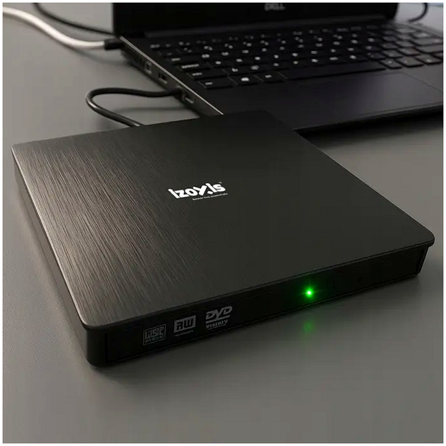 Внешний привод CD-R DVD рекордер USB 3.0 для ноутбука Izoxis черный - изображение 7