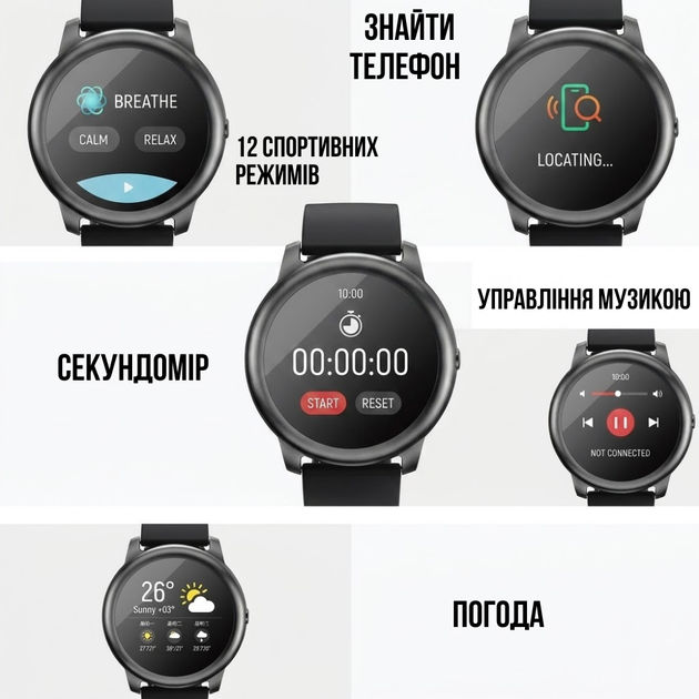 Смарт часы Haylau Solar 45mm. черные - Фото 6 Смарт часы Haylau Solar 45mm. черные - изображение 6