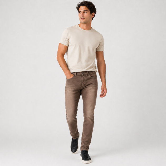 Джинси CDEVOIR чоловічі звужені slim fit,30, Коричневий - зображення 2