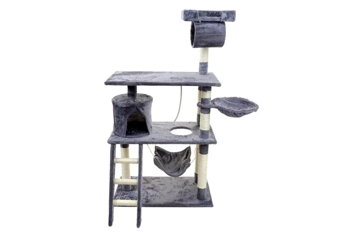 Ігровий комплекс (дряпка), будиночок для кота 140х75×40 см Avko CatTree сіра 1950 - кілька платформ для лазання та ігор, будиночок для відпочинку, лежак - Фото 1 Ігровий комплекс (дряпка), будиночок для кота 140х75×40 см Avko CatTree сіра 1950 - кілька платформ для лазання та ігор, будиночок для відпочинку, лежак - зображення 1