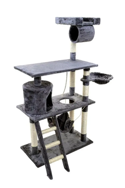 Ігровий комплекс (дряпка), будиночок для кота 140х75×40 см Avko CatTree сіра 1950 - кілька платформ для лазання та ігор, будиночок для відпочинку, лежак - Фото 3 Ігровий комплекс (дряпка), будиночок для кота 140х75×40 см Avko CatTree сіра 1950 - кілька платформ для лазання та ігор, будиночок для відпочинку, лежак - зображення 3
