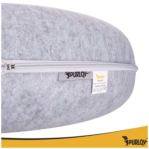 Лежанка для кота круглая с молнией 51x20 см для домашних животных PURLOV серый - изображение 3