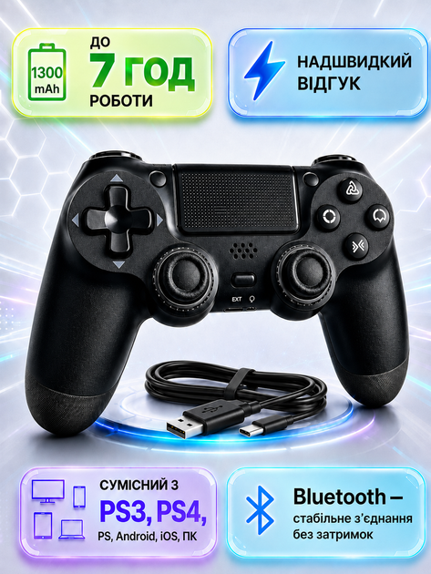 Джойстик бездротовий для телефона пк геймпад ігровий ps4 ps5 xbox блютуз для смартфона планшета ноутбука контроллер для iOS Android універсальний з USB кабель BS-350 OnePro 74043 - Фото 1 Джойстик бездротовий для телефона пк геймпад ігровий ps4 ps5 xbox блютуз для смартфона планшета ноутбука контроллер для iOS Android універсальний з USB кабель BS-350 OnePro 74043 - зображення 1