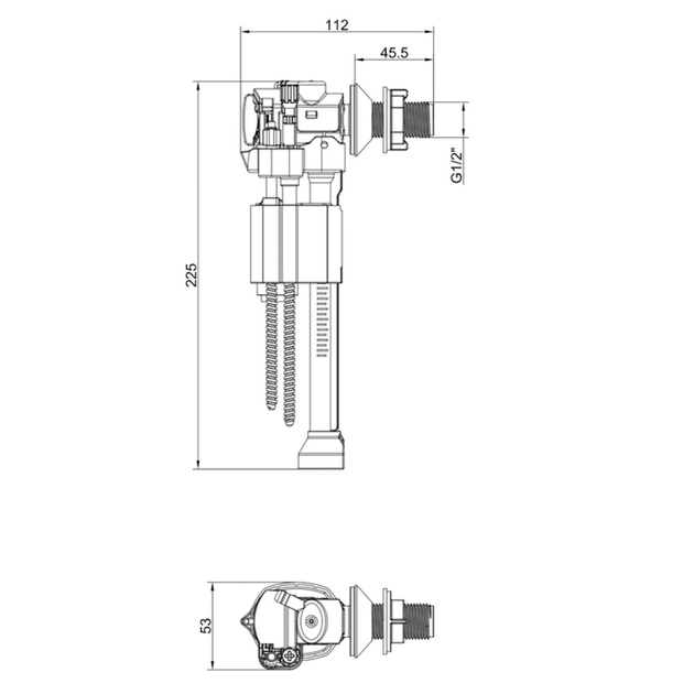 Впускной механизм для бачка унитаза Koer KT-0107-1/2" с боковым подключением (KR5831) - изображение 2