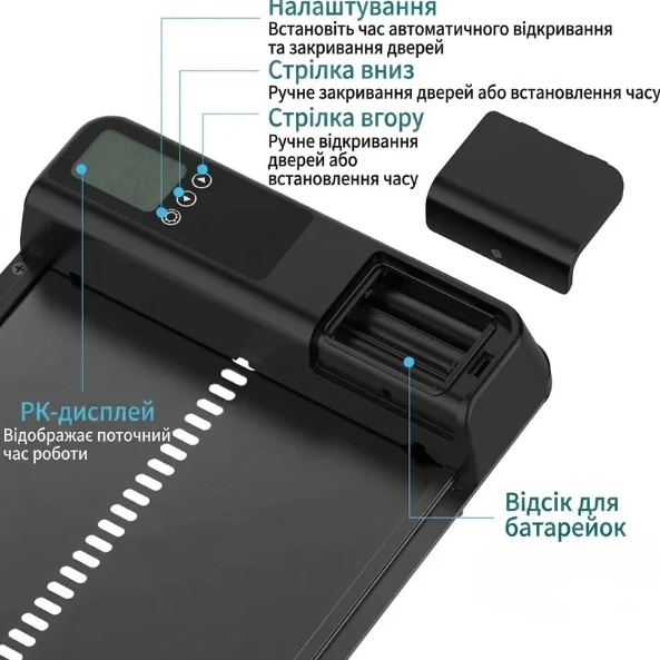 Автоматичні двері для курника з таймером та захистом від защемлення автоматичні двері для птахів - Фото 2 Автоматичні двері для курника з таймером та захистом від защемлення автоматичні двері для птахів - зображення 2