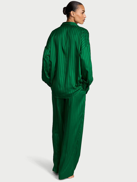 Жіноча піжама (Штани + Сорочка) Victoria's Secret (289664525463) Signature Satin Oversized Long Pajama M зелена - Фото 2 Жіноча піжама (Штани + Сорочка) Victoria's Secret (289664525463) Signature Satin Oversized Long Pajama M зелена - зображення 2