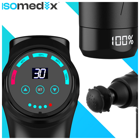 Массажный пистолет 30 уровней интенсивности 12 насадок для тела черный ISOMEDIX PR-242 - изображение 5