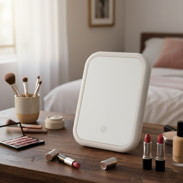 Настольное зеркало с подсветкой, от батареек + USB, 12.5х17 см, BL-JG-002 - изображение 2