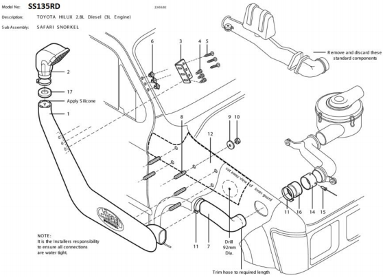 Шноркель Toyota Hilux Toyota Hilux 167 1997-2005 STH167RA - изображение 2