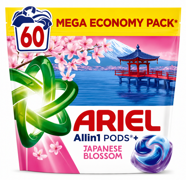 Капсули для прання Ariel Allin1 Pods Japanese Blossom With a touch of Lenor 60 шт - зображення 2