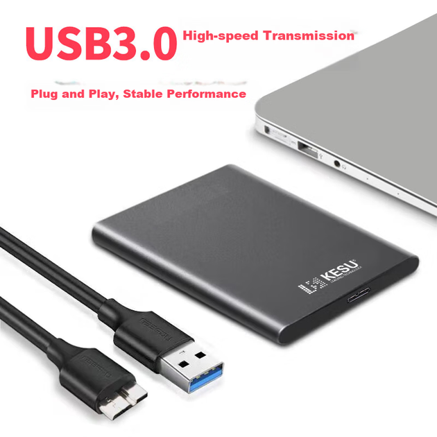 Портативный жесткий диск KESU 1 ТБ, двухдисковое резервное копирование, USB 3.0, большой емкости, внешний механический жесткий диск, огромный объем памяти, подключение к телефону, 2,5-дюймовый офисный накопитель. - изображение 6