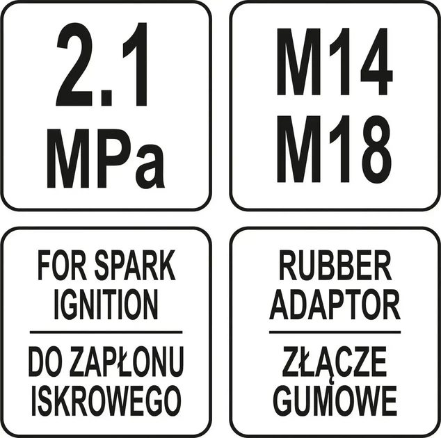 Компрессометр YATO для бензиновых двигателей 2.1 МПа M14 M18 набор 5 предметов в кейсе YT-73011 - изображение 6