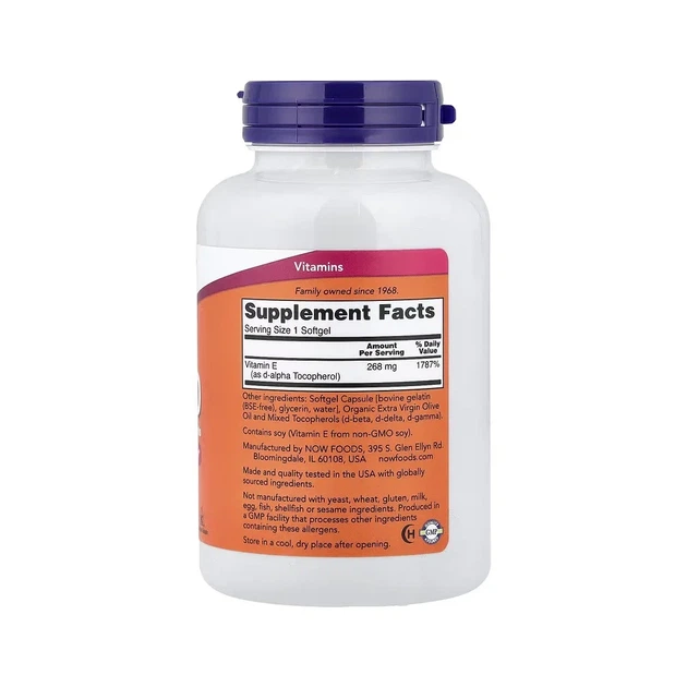 Витамин E смесь токоферолов Now Foods Vitamin E Mixed 400 МЕ 250 капсул - изображение 2