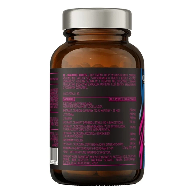 Харчова добавка для мозку, BRAINTUS FOCUS, OstroVit, 90 капсул - зображення 3