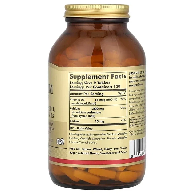 Кальций "600" из раковин устриц с витамином Д3 Solgar (Calcium "600") 240 таблеток - Фото 2 Кальций "600" из раковин устриц с витамином Д3 Solgar (Calcium "600") 240 таблеток - изображение 2