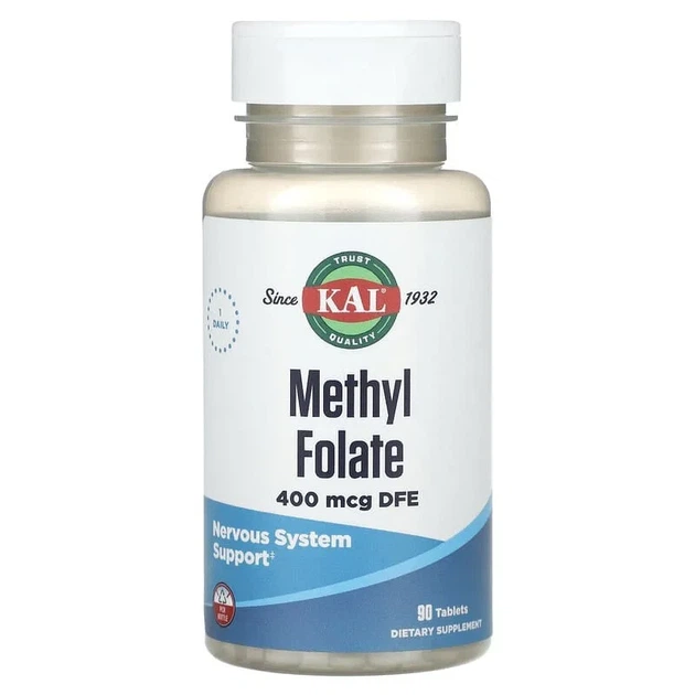Метил фолат, Methyl Folate, KAL, 400 мкг, 90 таблеток - Фото 1 Метил фолат, Methyl Folate, KAL, 400 мкг, 90 таблеток - зображення 1