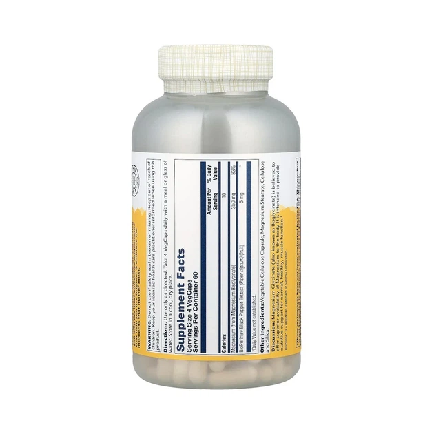 Магній Гліцинат Solaray (Magnesium Glycinate) 350 мг 240 капсул - зображення 2