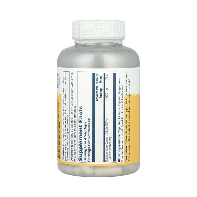 Цитрат кальцію Calcium Citrate 1000 мг Solaray 120 капсул - зображення 2