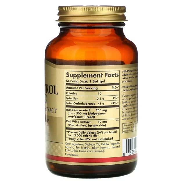 Ресвератрол Solgar (Resveratrol) 250 мг 60 гелевих капсул - зображення 2