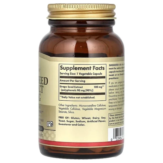 Экстракт виноградных косточек Solgar (Grape Seed Extract) 100 мг 60 капсул - изображение 2